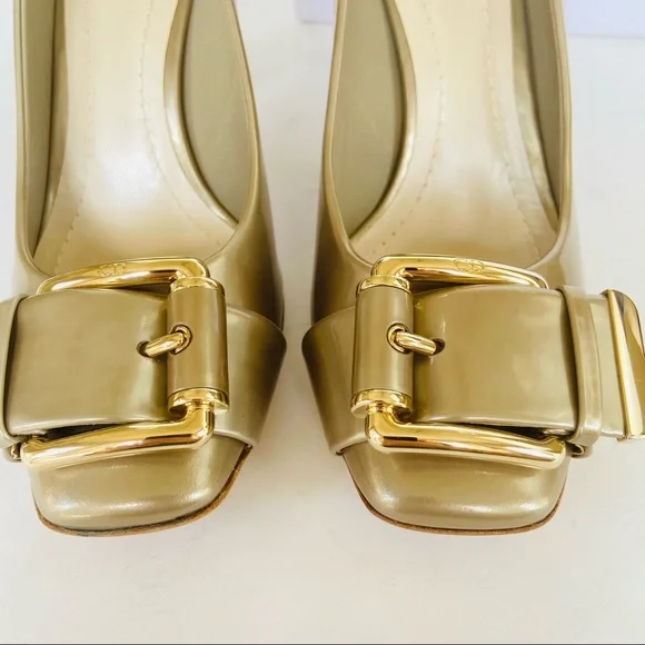 Christian Dior metallic beige buckle heels 37.5 - Picture 11 of 16